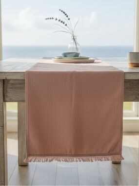 Hearth & Hand Linen Fringe Table Runner Clay
